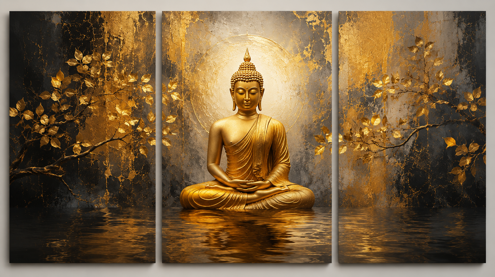Golden Abstract Canvas Set
